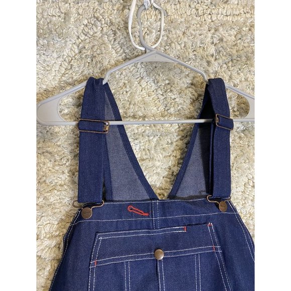 Red Kap Men's Denim Bib Overall 38x32 Blue Jeans Cargo Pockets - Picture 7 of 11